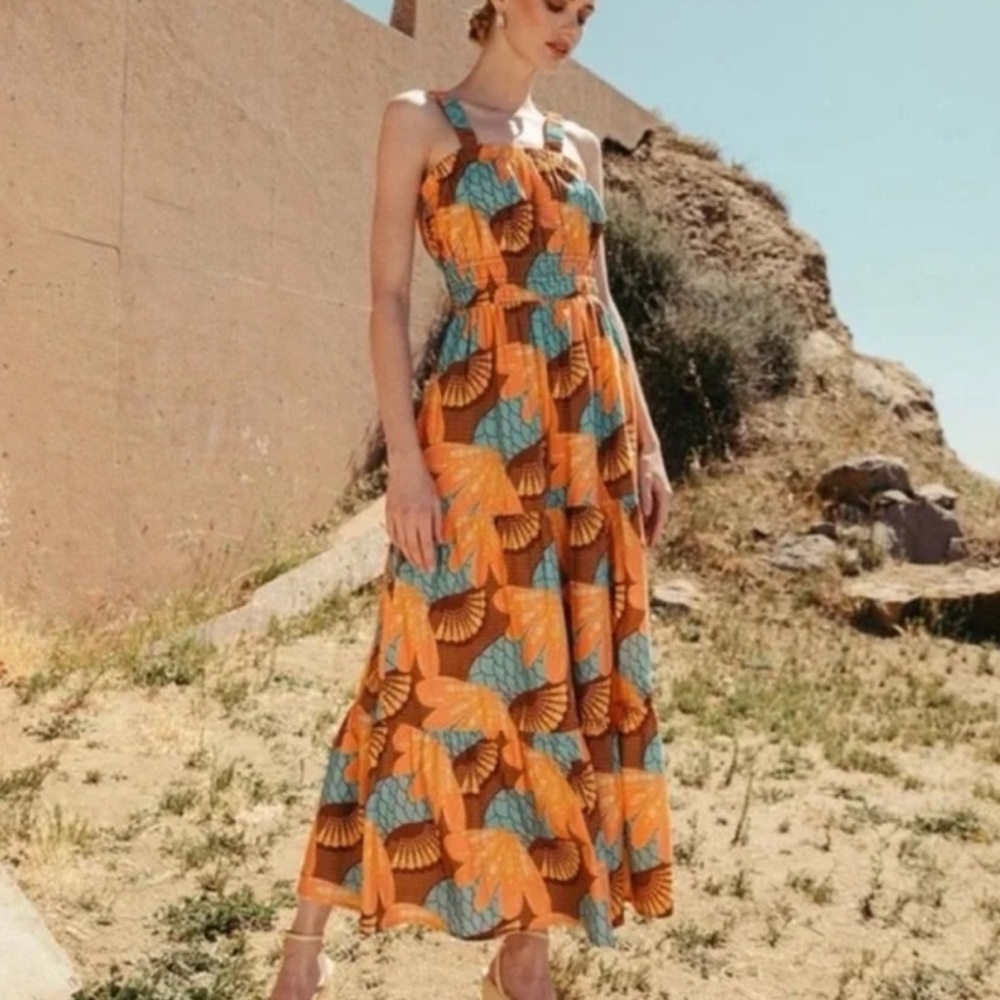 Cleobella Orange and Teal Maxi Dress
